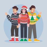 Group of Friends in Ugly Sweater vector