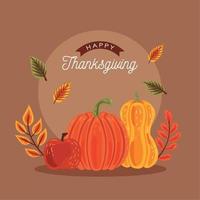 thanksgiving lettering with fruits vector