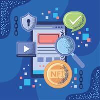 nft tech in smartphone vector