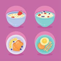 delicious breakfast menu icons vector