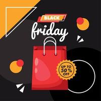 black friday lettering postcard vector