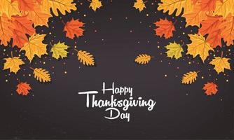 thanksgiving lettering with leafs vector