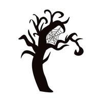 dry tree with spiderweb vector