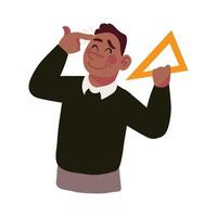 teacher man with triangle ruler vector