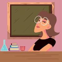 teacher and chalkboard vector