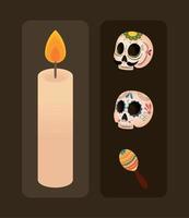 dia de muertos, iconos vector