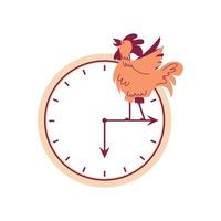 gallo en reloj de tiempo vector