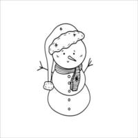muñeco de nieve dibujado a mano. garabato, vector, ilustración vector