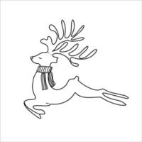 Hand drawn deer in a scarf. Doodle vector illustration