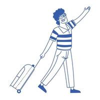 tourist with suitcase vector