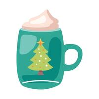 cacao en taza de navidad vector