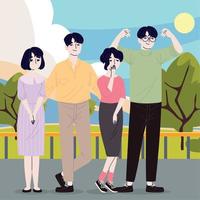 korean family characters vector