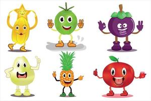 Fruit collection with arms and legs vector