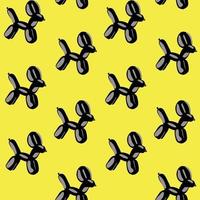 A pattern of black balloons. Yellow background with balls in the form of black dogs. Suitable for printed products on fabric and paper. Packaging, banner, clothing. vector