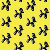 A pattern of black balloons. Yellow background with balls in the form of black dogs. Suitable for printed products on fabric and paper. Packaging, banner, clothing. vector