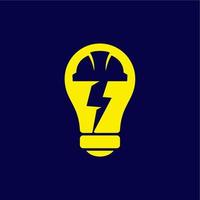 electrician enginer vector icon. lightbulb and safety helmet with thunder vector.