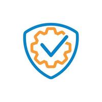 Safety Service icon. Gear and shield icon. Setting icon. vector