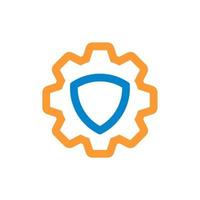 Gear and shield icon. Setting icon. Safety Service icon vector