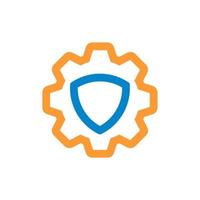 Gear and shield icon. Setting icon. Safety Service icon vector