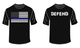 Defend T Shirt Design With Blue Line vector