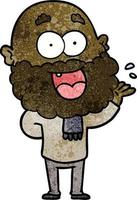 Retro grunge texture cartoon crazy man with beard vector
