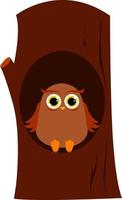 Owl in tree, illustration, vector on white background.