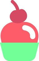 Cupcake with cherry on top, illustration, vector, on a white background. vector