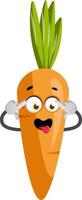 Crazy carrot, illustration, vector on white background.