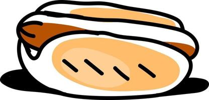 Hot dog drawing, illustration, vector on white background.