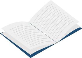 Blue notebook, illustration, vector on white background.