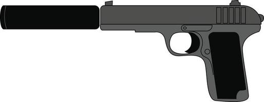 pistola silenciada, ilustración, vector sobre fondo blanco.
