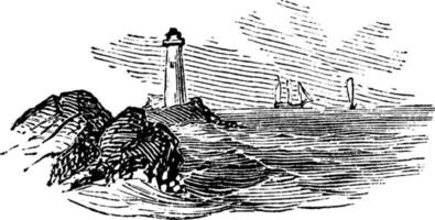 Lighthouse, vintage illustration. vector