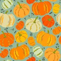 Seamless vector pattern of colorful pumpkins. Flat style. Vector illustration for repeatable backdrops..