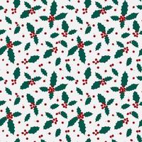 Winter seamless pattern with stylized holly leaves and berries. Vector background for christmas holidays.