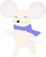 Mouse with scarf , illustration, vector on white background.