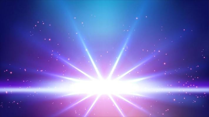 Blue Rays Rising Background. Widescreen Vector Illustration
