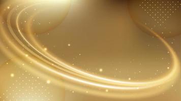 Light Trail Background, Elegant Gold Line Crossing. Widescreen Vector Illustration