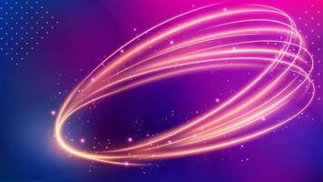 Light Trail Background, Elegant Violet Line Crossing. Widescreen Vector Illustration