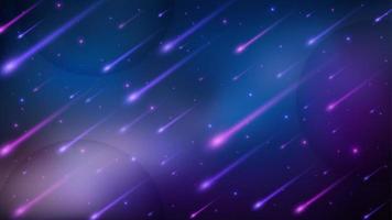 Meteor Rain Background, Elegant Violet Light Falling. Widescreen Vector Illustration