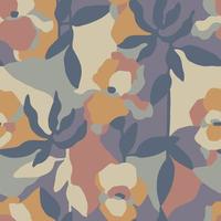 Vector abstract flower and leaf illustration seamless repeat pattern