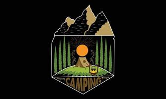 Camping Vector and Illustration Line Art Design.