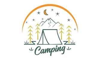 vector de camping y diseño de arte de línea de ilustración.