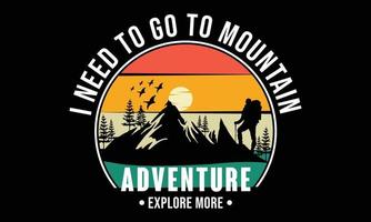 diseño de camiseta de aventura de montaña vector