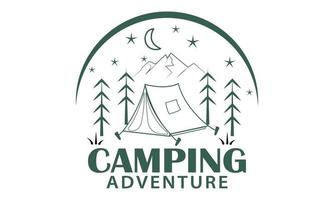 vector de camping y diseño de arte de línea de ilustración.