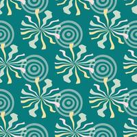 Abstract round shapes and rays seamless pattern in ultramodern style. vector