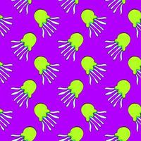 Yellow jellyfish,seamless pattern on purple background. vector