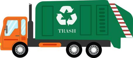 Garbage truck ,illustration, vector on white background.