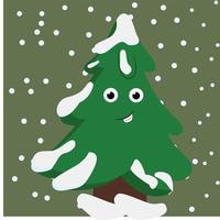 A happy fir tree, vector or color illustration.