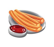 churros with sauce vector