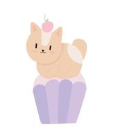 cat and cupcake vector